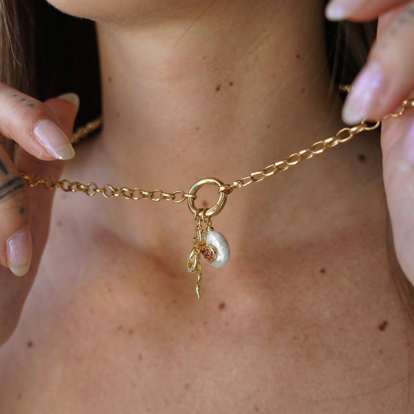 Pearl Heart Charm