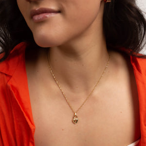 Jess Small Lock Chain Necklace in Gold